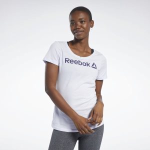 Reebok LINEAR READ SCOOP NECK T Shirt Damen - Weiß - DE 984-SMA